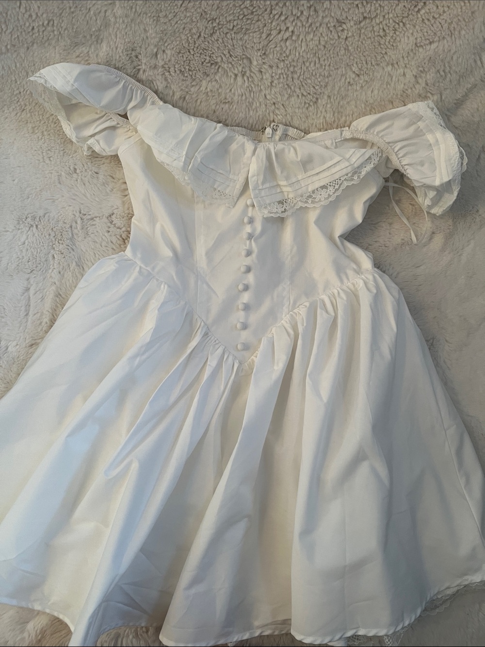 SHEIN White Off-Shoulder Ruffled Party Dress for Girls